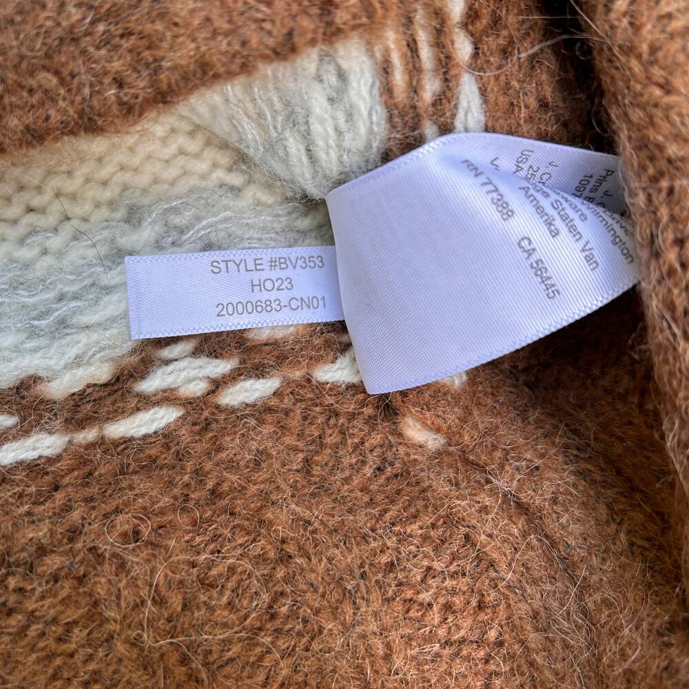 J.Crew Fair Isle Crewneck Brushed Wool Alpaca Sweater Brown Ivory Gray M BV353 - Picture 6 of 9